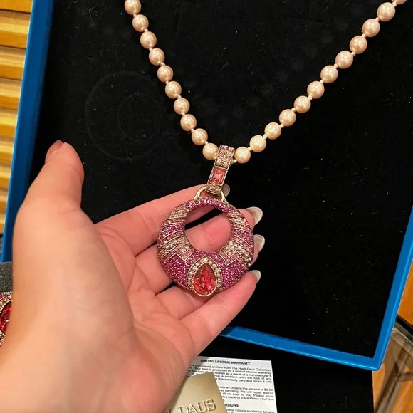 Heidi Daus Pink Pearl & Crystal Necklace/Bracelet Set 💗💎 - Picture 13 of 15